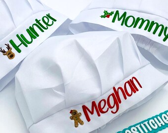 Personalized Embroidered Christmas Chef Hat: Baking Crew, Kids & Adult