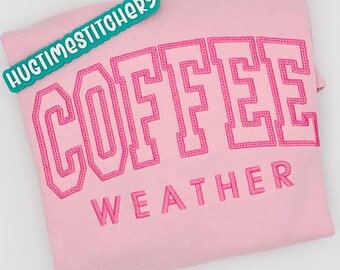 Embroidered Coffee Sweatshirt: Trendy Tonal Crewneck, Fall Sweatshirt