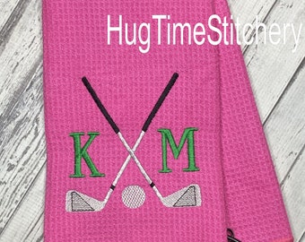 Personalized Embroidered Golf Towel: Custom Waffle Weave, Golfer Gift