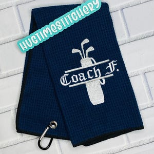 Personalized Embroidered Golf Towel: Custom Waffle Weave, Golfer Gift