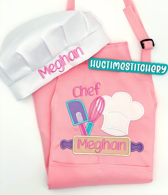 Custom embroidered Kids Chef Apron: Personalized with Name and & Chef Hat Design