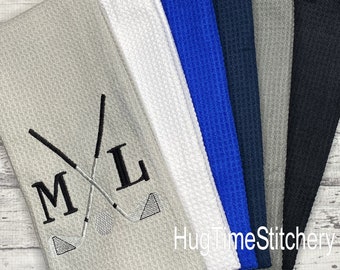 Personalized Embroidered Golf Towel: Custom Waffle Weave, Golfer Gift