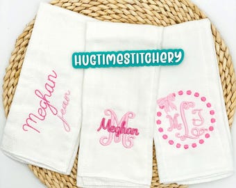Embroidered Baby Burp Cloth: Personalized Cotton Monogram Gift