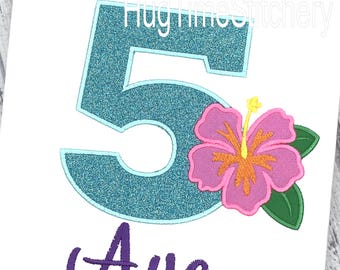 Embroidered Hawaiian Hibiscus Birthday Shirt: Personalized Luau Party