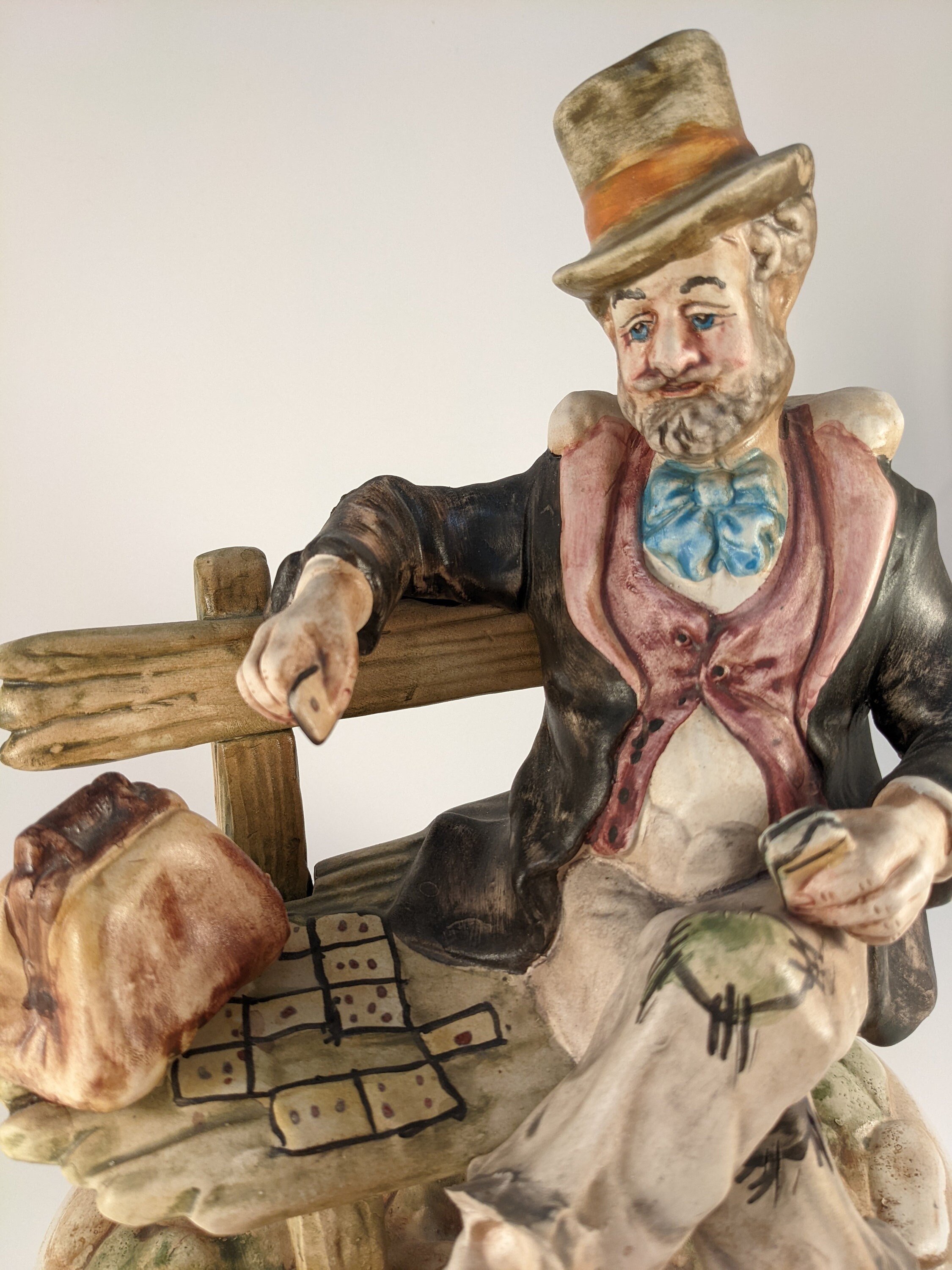 Vintage Capodimonte Solitaire Card Player Figurine / Tramp Etsy