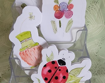 Spring Die Cut Vinyl Stickers - watercolor designs