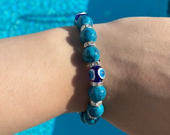 Turkish evil eye protection bracelet in pearls - several colors available - evil eye jealousy