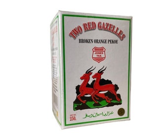 Ceylon-Schwarztee – Zwei rote Gazellen – gebrochener Orangen-Pekoe – Jones-Tee – 250 g