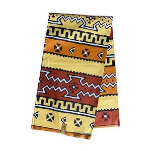 Brown Tan Black White Calabash Mud Cloth Ankara African Print Fabric 6 Yards