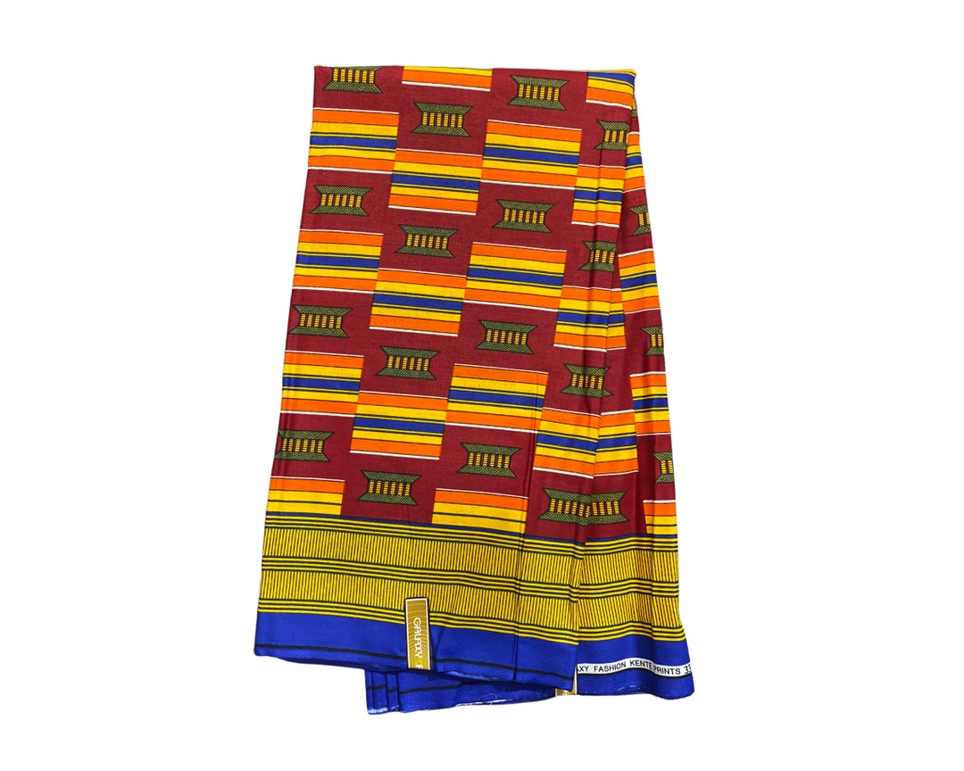 Red Burgundy Blue Orange Yellow Black White Seat of A King Kente Ankara ...
