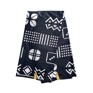 Black White Sungum Mud Cloth Ankara African Print Fabric 6 Yards