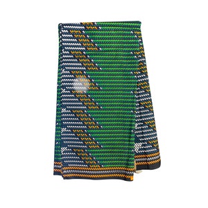 Green Orange Blue White Staircase Ankara African Print Fabric 6 Yards