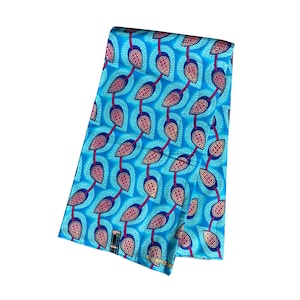 Blue Burgundy Black Gold Connected Pointed Oval Glitter Ankara African Print Fabric 6 Yards