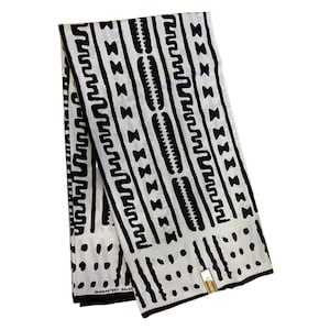 White Black Small Drum Mud Cloth Ankara African Print Fabric Per Yard