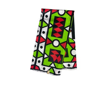 Green Red Black White Samacaca Samakaka Ankara African Print Fabric 6 Yards