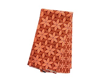 Red Peach Gold Showy Ankara African Print Fabric 6 Yards