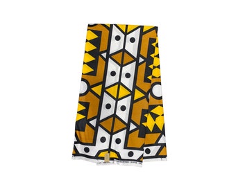 Brown Yellow Black White Samacaca Samakaka Ankara African Print Fabric 6 Yards