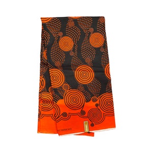 Black Orange Rings Ankara African Print Fabric 6 Yards