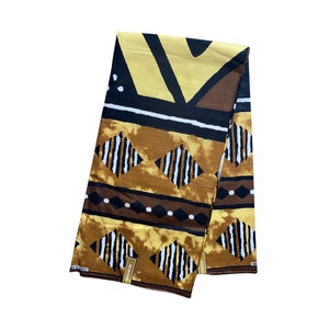 Brown Black White Large Diamond Mud Cloth Ankara African Print Fabric 6 Yards
