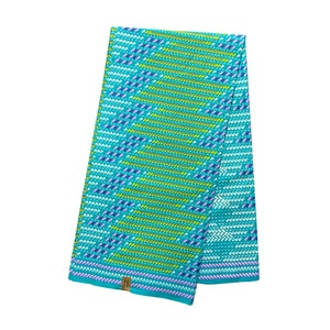 Blue Green Purple Pink White Staircase Ankara African Print Fabric 6 Yards