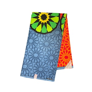 Blue Orange Green Yellow Circles Kaleidoscope Ankara African Fabric 6 Yards