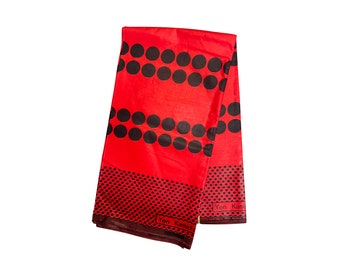 Red Black Yen Ankara African Print Fabric 6 Yards
