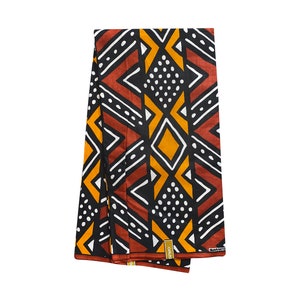 Brown Tan Black White Medium Mud Cloth Ankara African Print Fabric 6 Yards