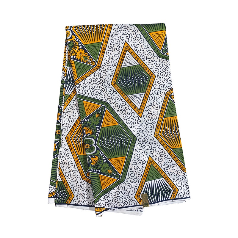 Vibrant Green Ankara Fabric with Yellow Floral Elegance main image 1