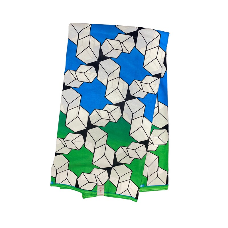 Brown and Green Ankara Fabric with Geometric Paisley Design