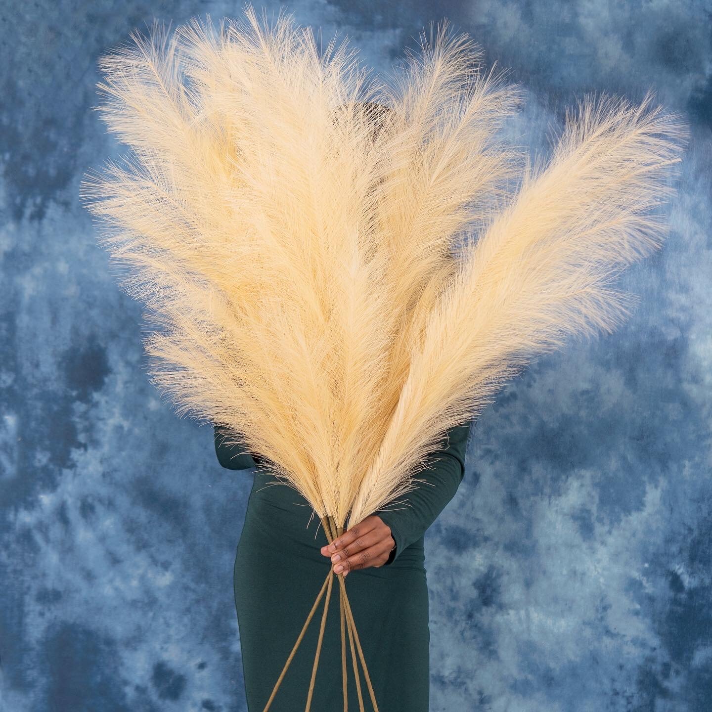 Faux Pampas Grass, Set of 5 Tall 48” Stems, Artificial Pampas Grass