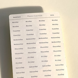 Days of the Week Planner Sticker Sheet - Weekday Stickers - Organizational Stickers