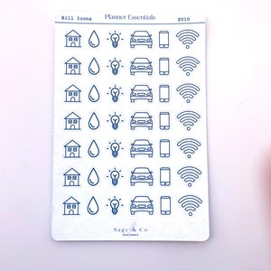 Bill Icon Planner Stickers - Bill Reminder Stickers- Budgeting Stickers- Finance Tracking Stickers- Minimal Planning