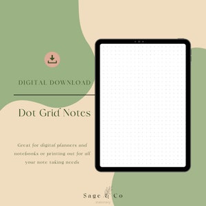 Digital notes sheet| Simple dot grid note sheet| Printable note sheet