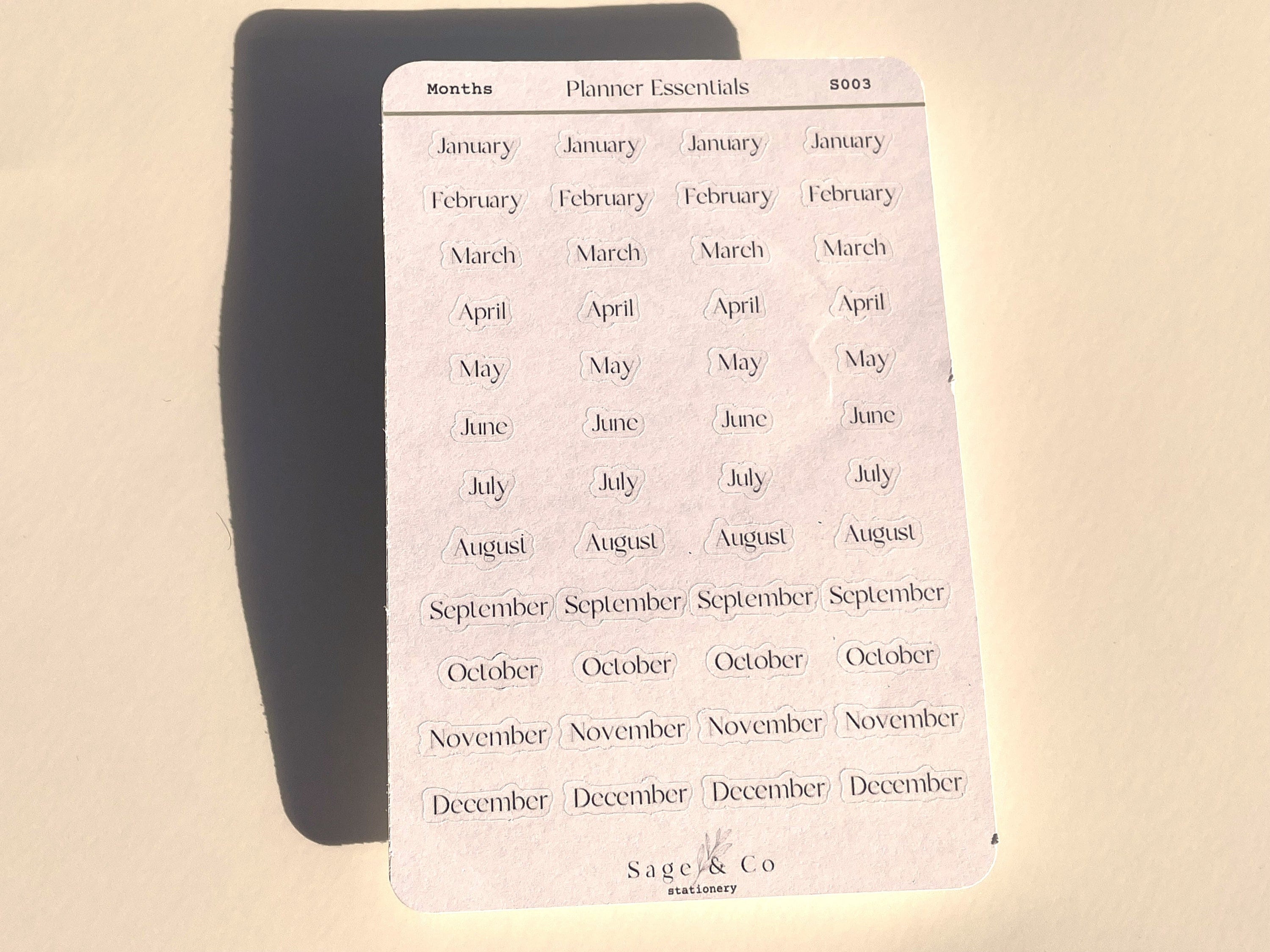 Monthly Planner Sticker Set - Minimalist Month Labels - Calendar Stickers