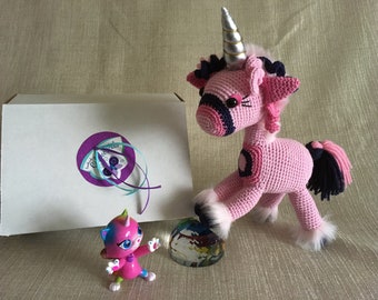 Celeste, a premium do-it-yourself Unicorn crochet kit for INTERMEDIATE crochet enthusiasts