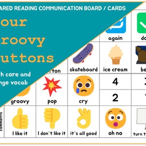 AAC Shared Reading Communication Board / Cards: Pete The Cat Four Groovy Buttons