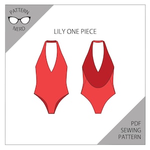Bikini swimsuit sewing pattern one piece halter reversible