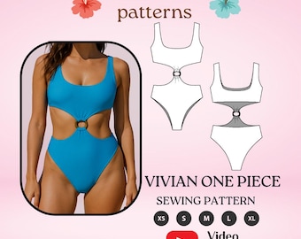 Swimsuit sewing pattern pdf one piece o ring 90s