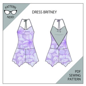 Vestido de verano de espalda baja sin espalda estilo Y2K, informal, jersey, patrón A0 en PDF
