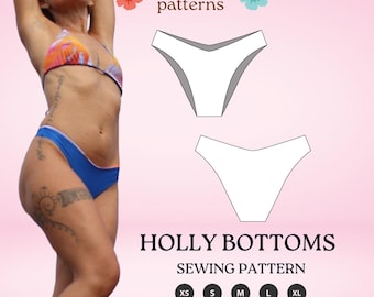 Bikini pattern reversible bottoms high cut skimpy swimsuit sewing pattern
