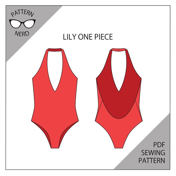 Bikini swimsuit pattern one piece halter reversible