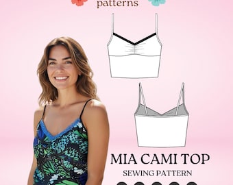 Cami Camisole Tank Top stretch lace y2k pdf sewing pattern
