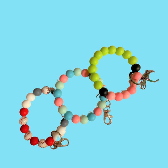 Silicon Bead Wristlet Keychain Etsy