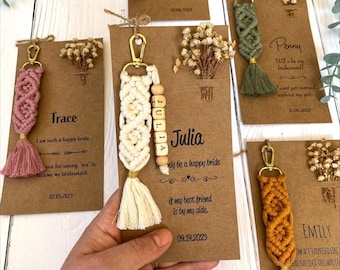 Personalized Gift for Bridesmaid Proposal Macrame Name Keychain Will You Be My Bridesmaid Proposal Gift Bridesmaid Thank you Gift