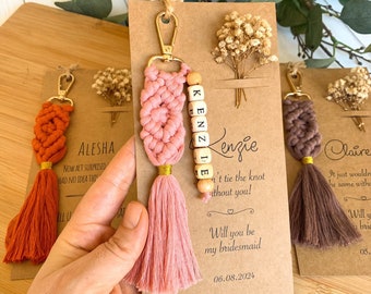Matron of Honor Gift, Bachelorette Party Favors For Bridesmaids, Bridesmaid Box Ideas, Macrame Name Keychain, Gift for Bridesmaid Proposal