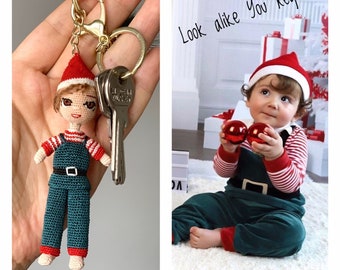 Look alike Doll Keychain Personalized Keychain Amigurumi Portrait Keychains Ooak Custom Keychain Mini Me Keychain, Gift for Her, gifts gift