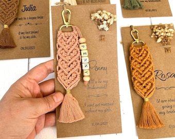 Will You Be My Bridesmaid Proposal Gift Personalized Gift For Bridesmaid Macrame Name Keychain Thank you Gift Maid of Honor Proposal Gift