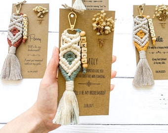 Bridesmaid Proposal Gift Idea Maid Of Honor Gift From Bride Macrame Keychain  Bridesmaid Gifts For Wedding Day Matron of Honor Proposal Gift