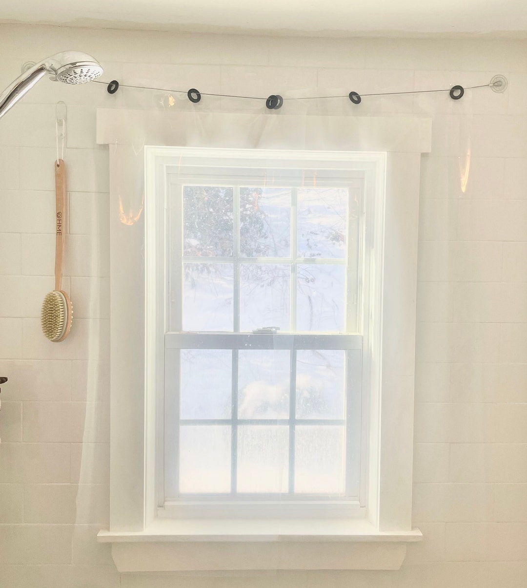 Shower Window Curtain, Clear Plastic Curtains for Shower Window, Simple
