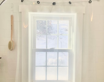 Shower window curtain, suction cup curtain attachment clear plastic curtains for shower window, easy attach curtain for shower window.